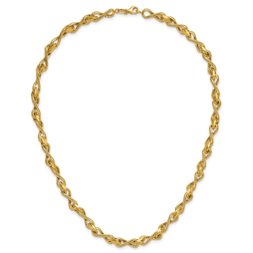 Polished and Textured Twisted Link Necklace 17.75"