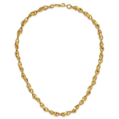 Polished and Textured Twisted Link Necklace 17.75"