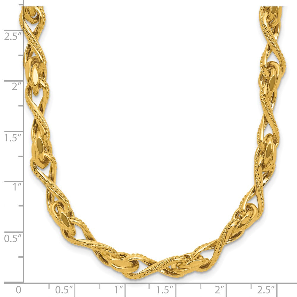 Polished and Textured Twisted Link Necklace 17.75"