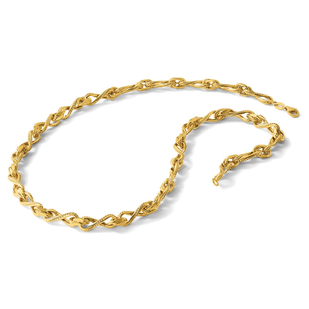 Polished and Textured Twisted Link Necklace 17.75"