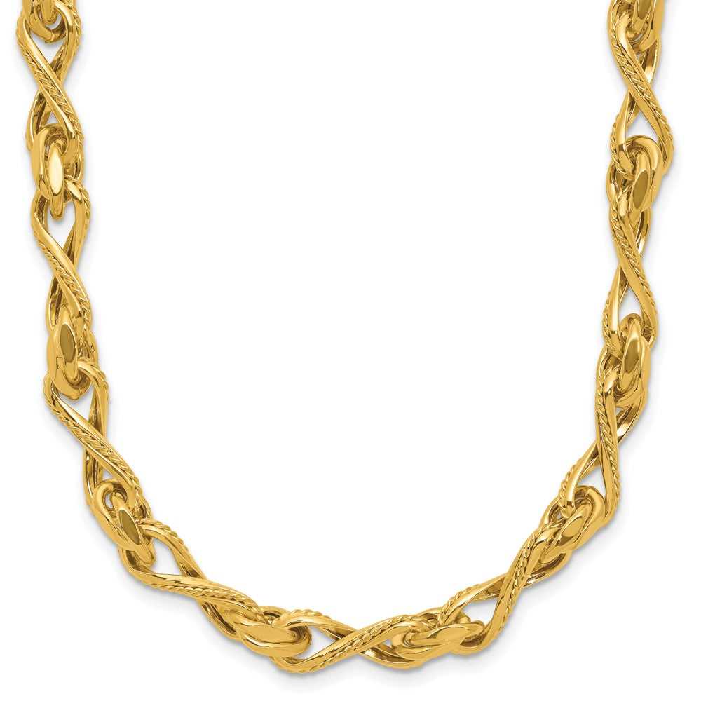 Polished and Textured Twisted Link Necklace 17.75"