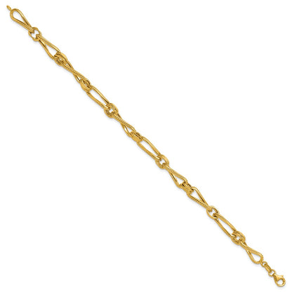 Polished and Textured Twisted Link Bracelet 8" - 5.84g