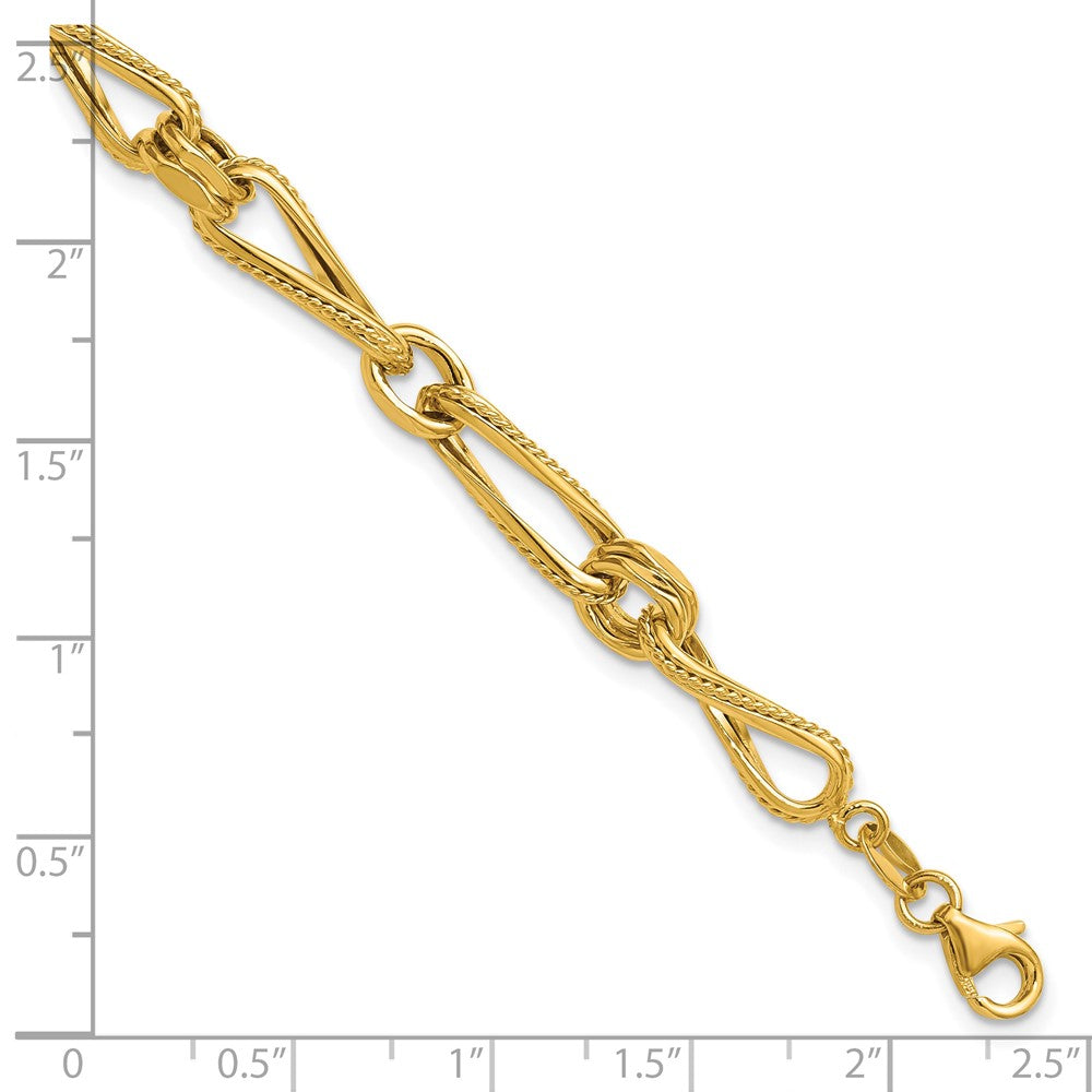 Polished and Textured Twisted Link Bracelet 8" - 5.84g