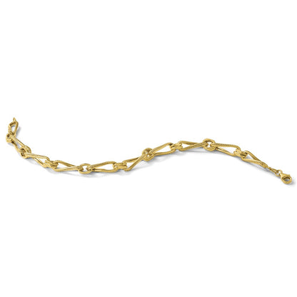 Polished and Textured Twisted Link Bracelet 8" - 5.84g
