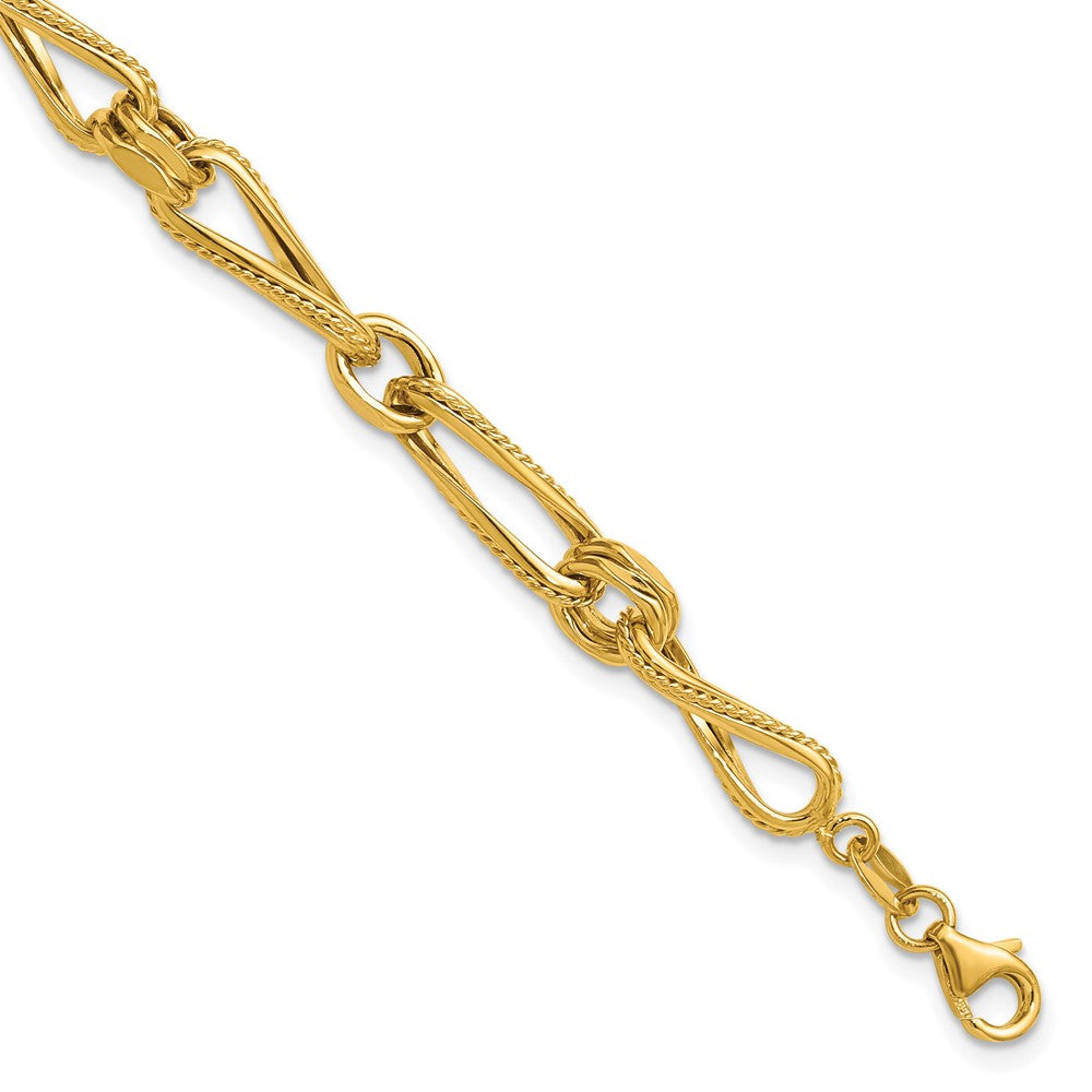 Polished and Textured Twisted Link Bracelet 8" - 5.84g