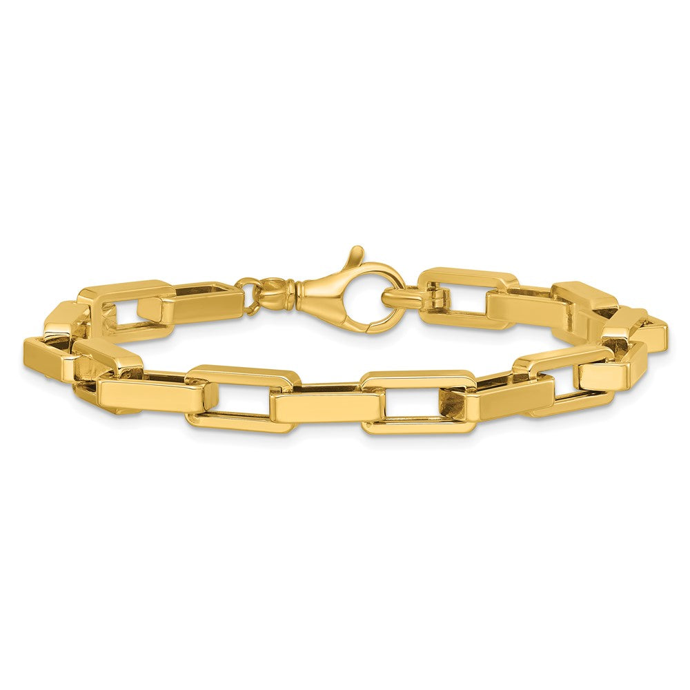 Polished Fancy Rectangular Link Bracelet 7.5" - Yellow Gold