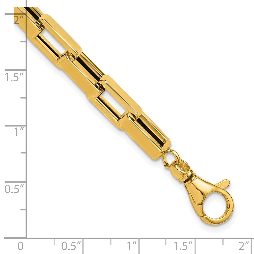 Polished Fancy Rectangular Link Bracelet 7.5" - Yellow Gold