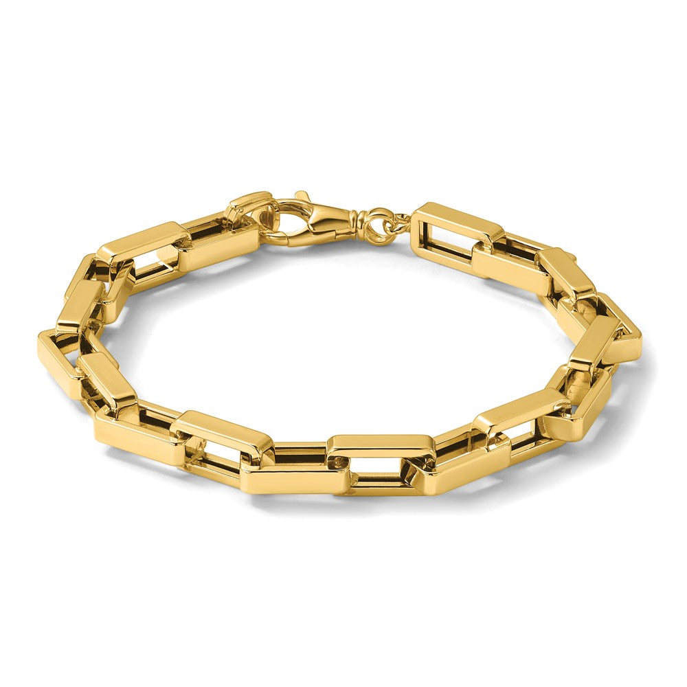 Polished Fancy Rectangular Link Bracelet 7.5" - Yellow Gold