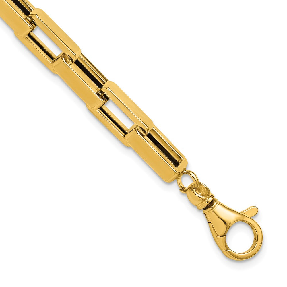 Polished Fancy Rectangular Link Bracelet 7.5" - Yellow Gold