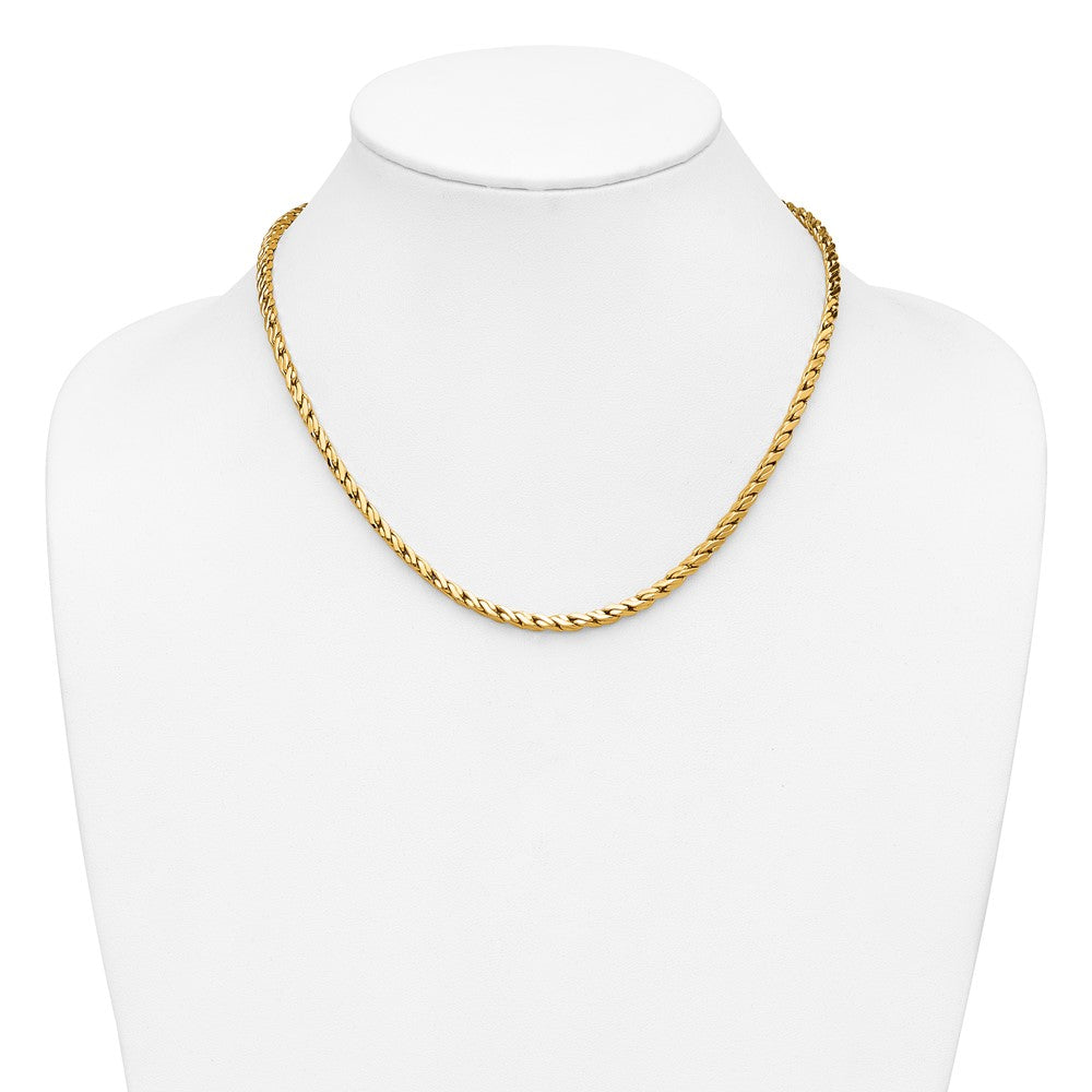 Polished Square Twisted Link Necklace 18"