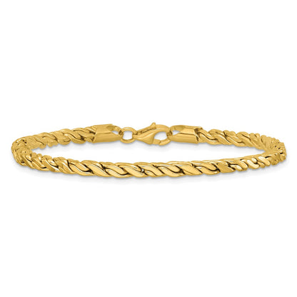 Polished Square Twisted Link Bracelet 7.5"