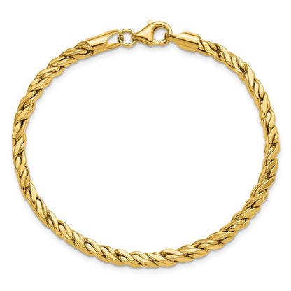 Polished Square Twisted Link Bracelet 7.5"