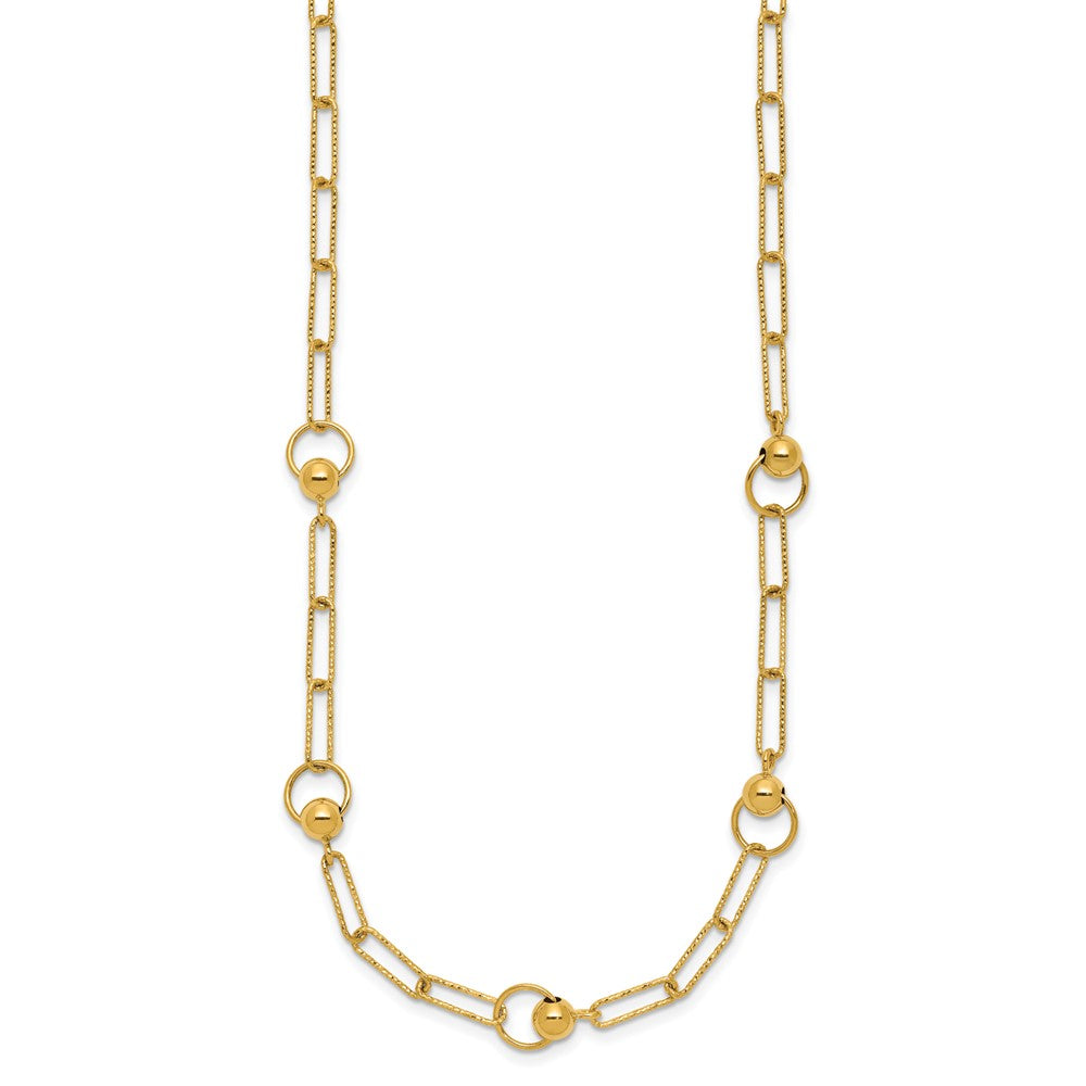 Polished and Dia-cut. Circle Station Paperclip Necklace 18"