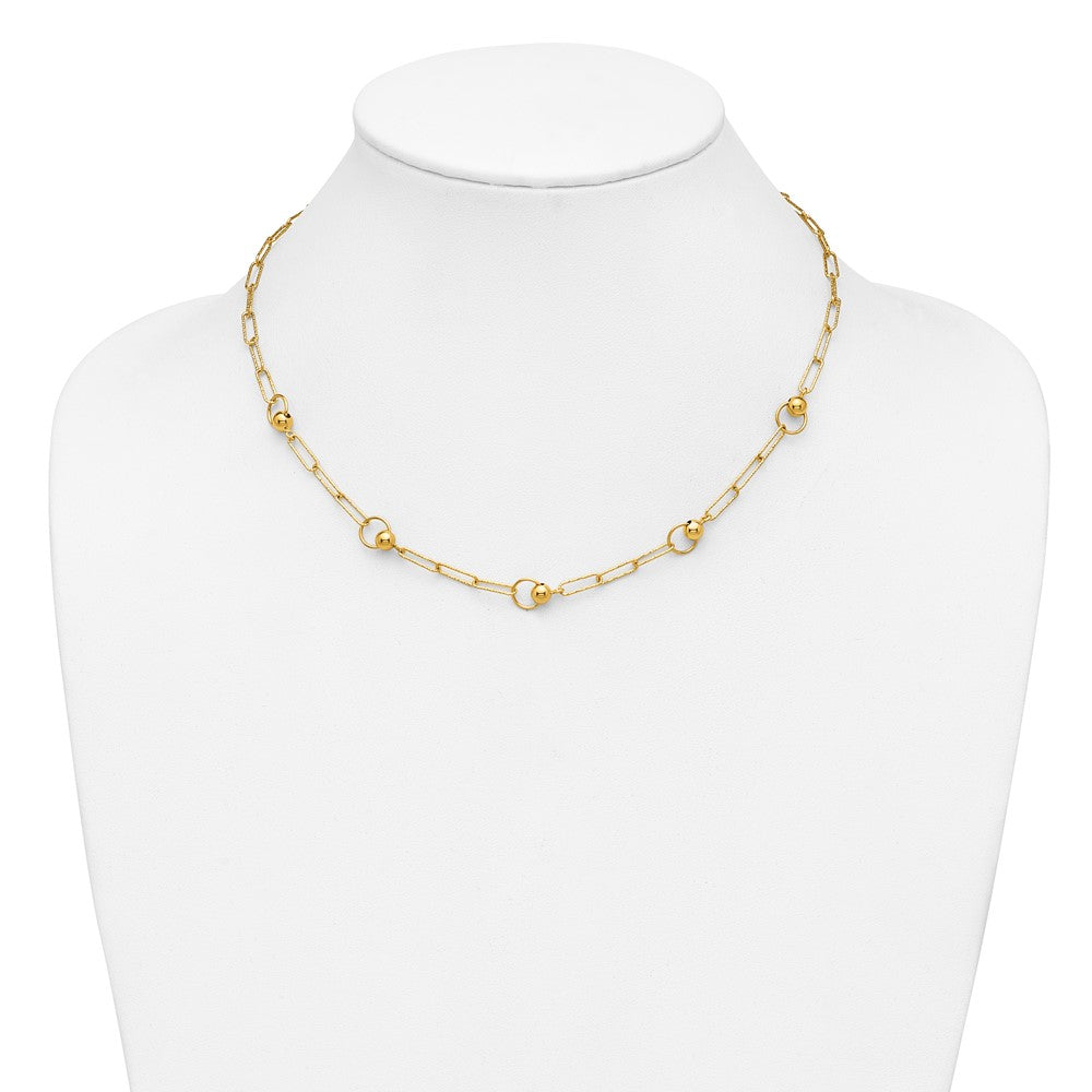 Polished and Dia-cut. Circle Station Paperclip Necklace 18"