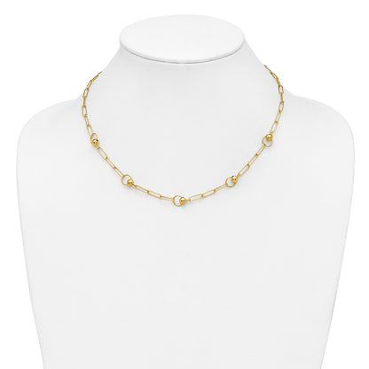 Polished and Dia-cut. Circle Station Paperclip Necklace 18"