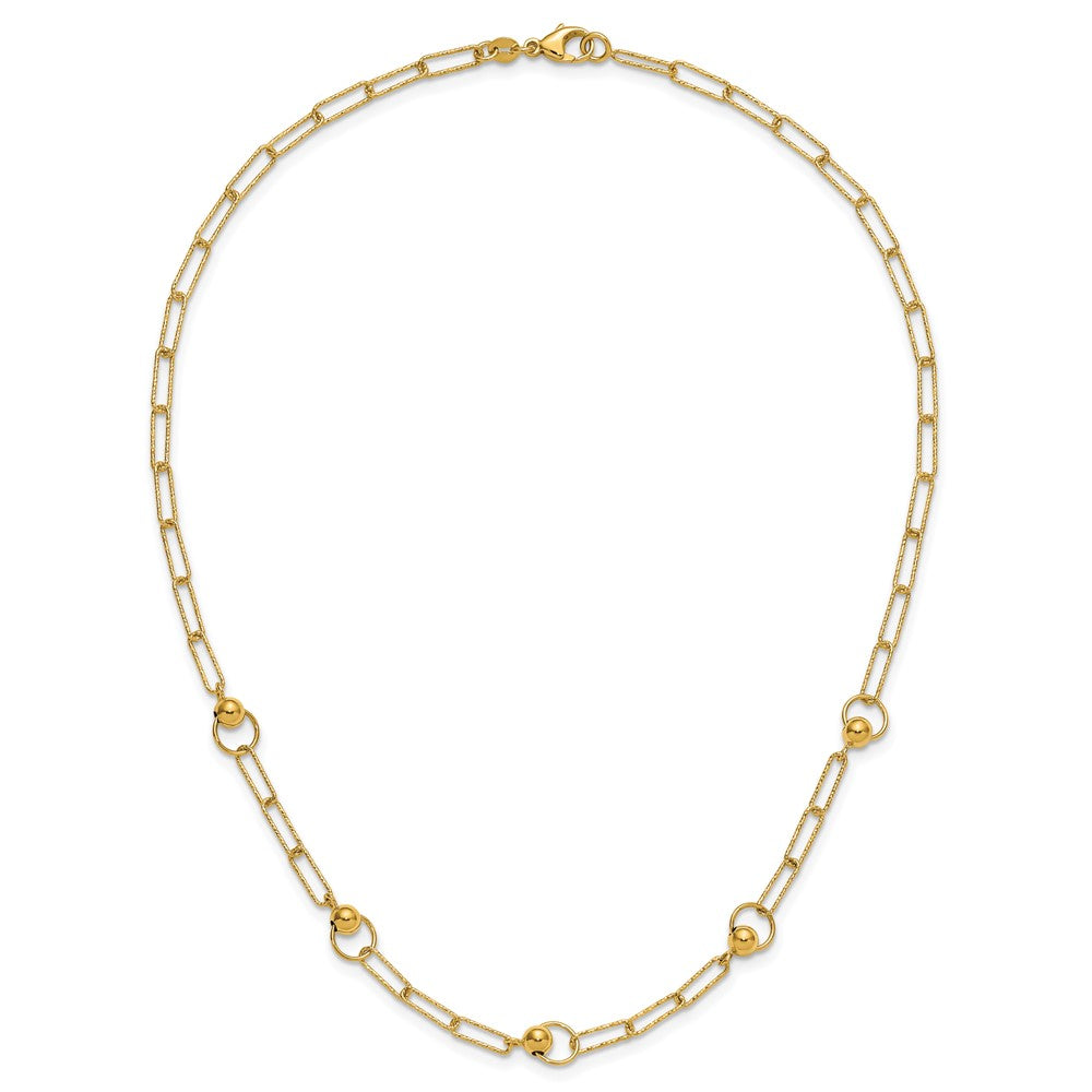 Polished and Dia-cut. Circle Station Paperclip Necklace 18"