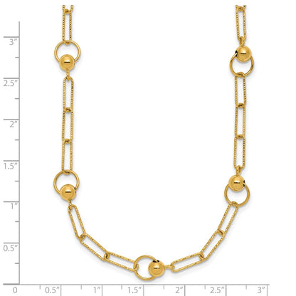 Polished and Dia-cut. Circle Station Paperclip Necklace 18"