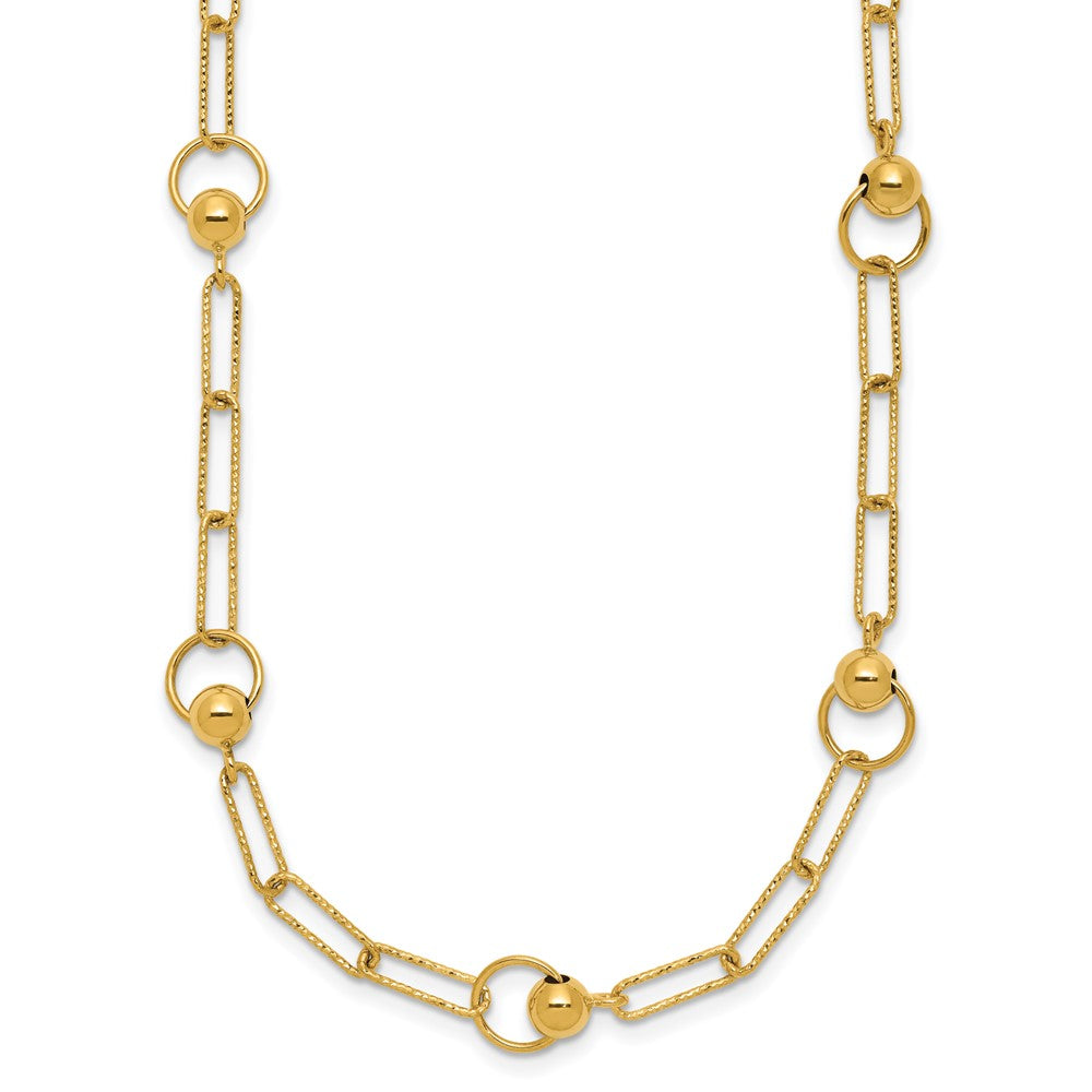 Polished and Dia-cut. Circle Station Paperclip Necklace 18"