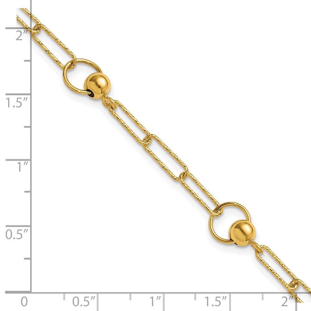 Polished and Dia-cut. Circle Station Paperclip Bracelet 7.25"