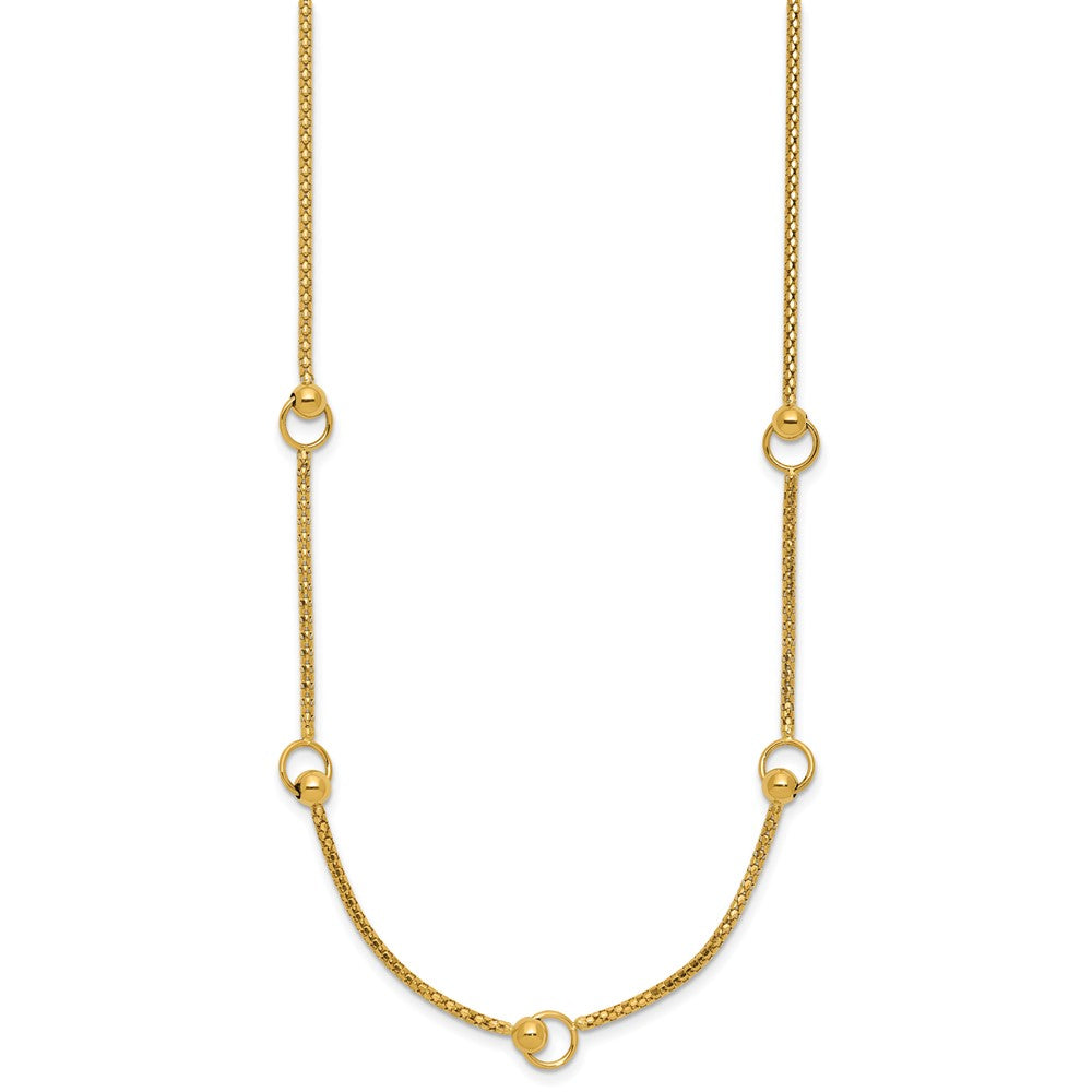 Polished Circle Station Popcorn Link Necklace 18"
