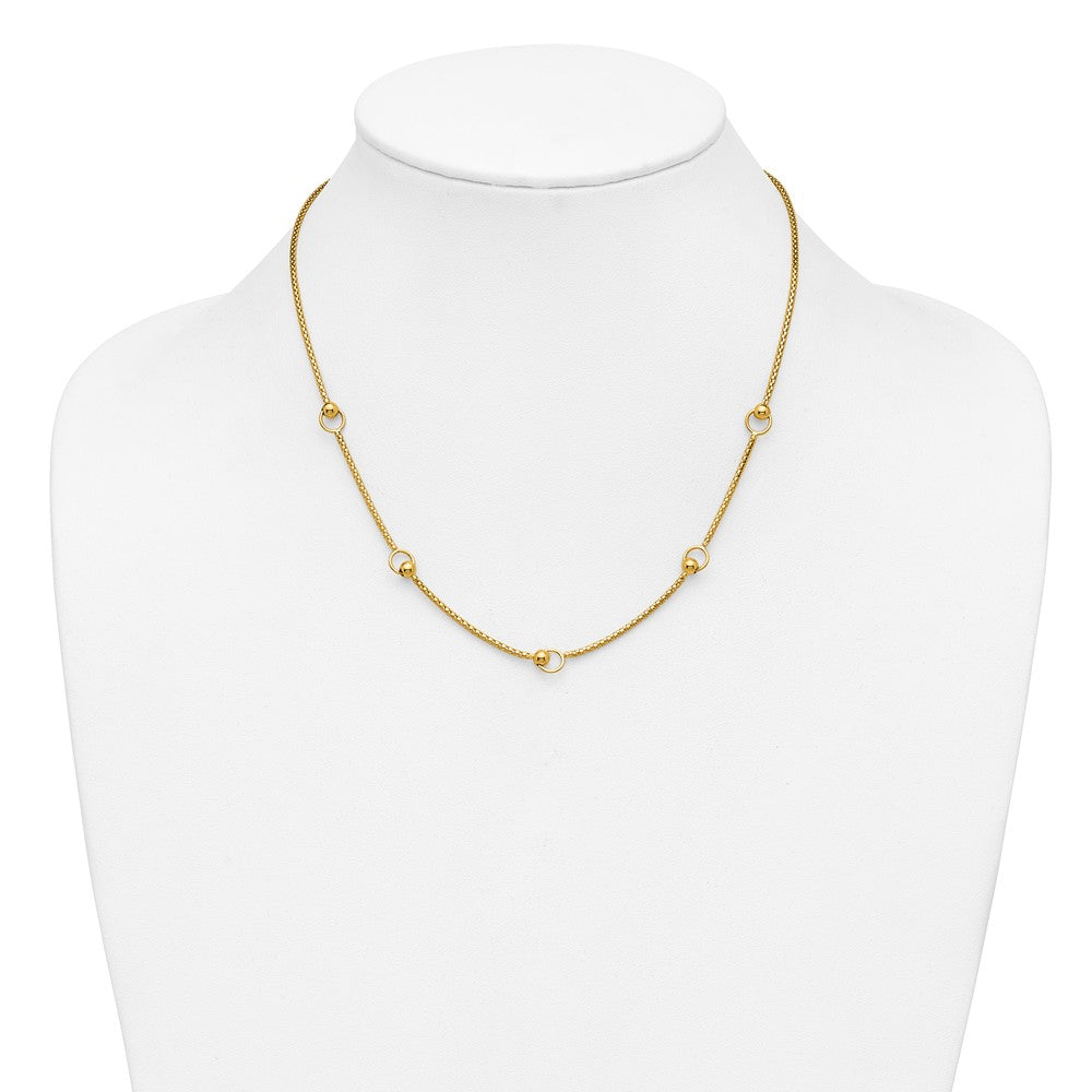 Polished Circle Station Popcorn Link Necklace 18"