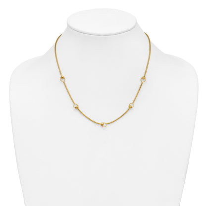 Polished Circle Station Popcorn Link Necklace 18"
