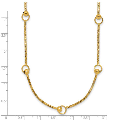 Polished Circle Station Popcorn Link Necklace 18"