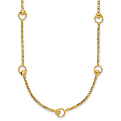Polished Circle Station Popcorn Link Necklace 18"