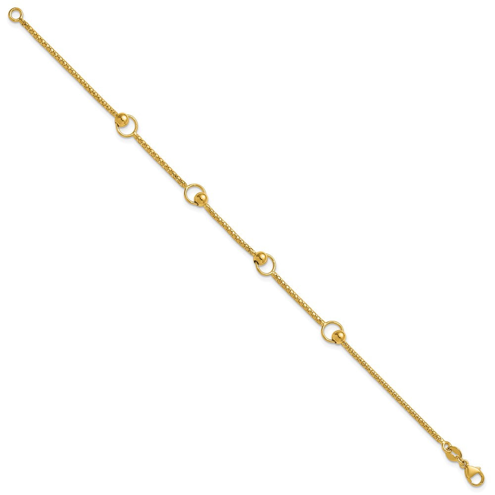 Polished Circle Station Popcorn Link Bracelet 7.5"