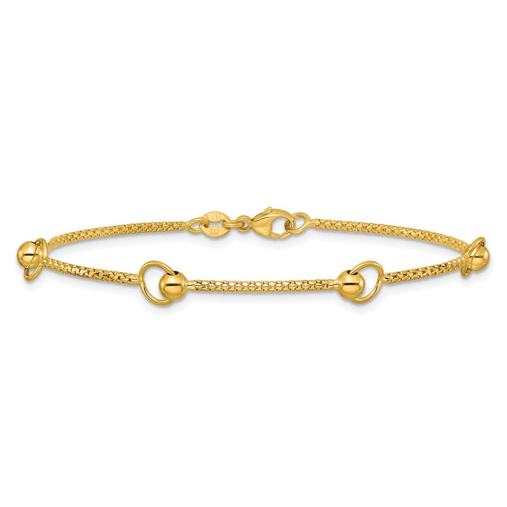 Polished Circle Station Popcorn Link Bracelet 7.5"