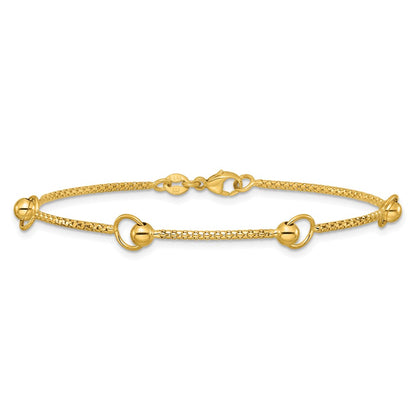 Polished Circle Station Popcorn Link Bracelet 7.5"