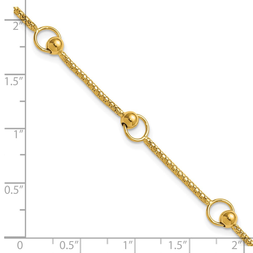 Polished Circle Station Popcorn Link Bracelet 7.5"