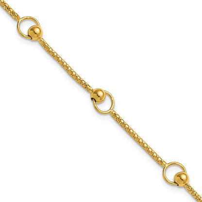 Polished Circle Station Popcorn Link Bracelet 7.5"