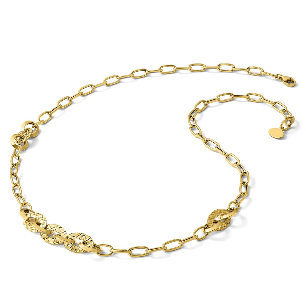 Polished and Diamond-cut Fancy Oval Link Necklace 18"