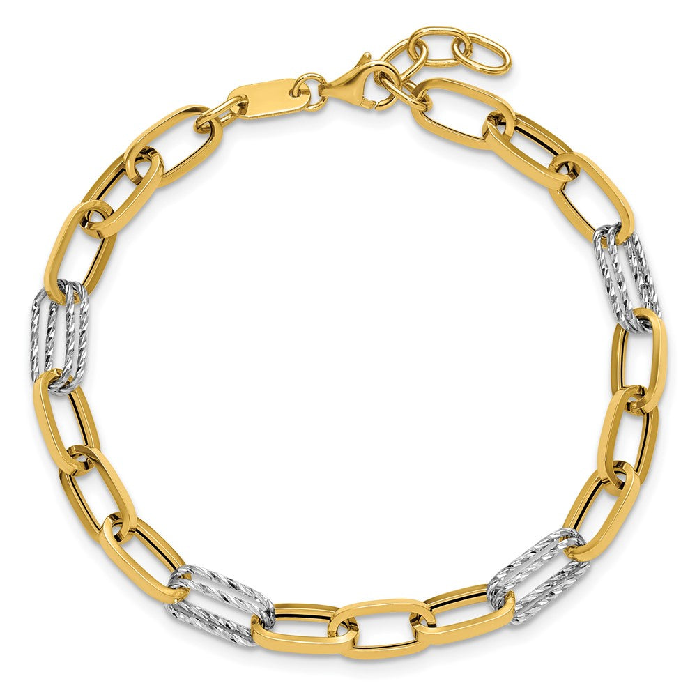 Polished / Dia-cut Fancy Link w/.5in ext. Bracelet