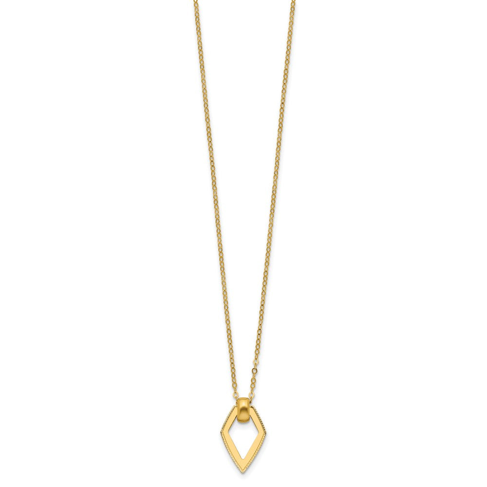 Polished Diamond Shape Pendant w/2in ext. Necklace