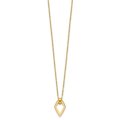 Polished Diamond Shape Pendant w/2in ext. Necklace