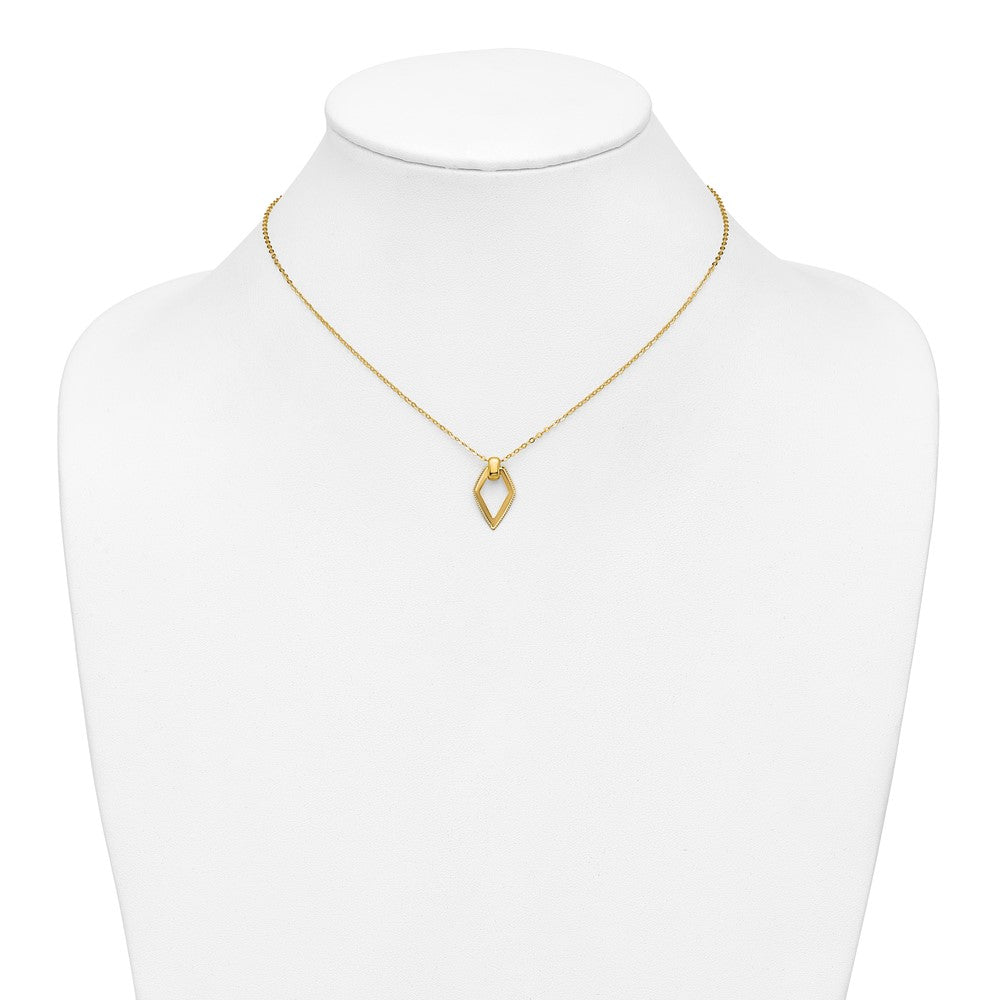Polished Diamond Shape Pendant w/2in ext. Necklace