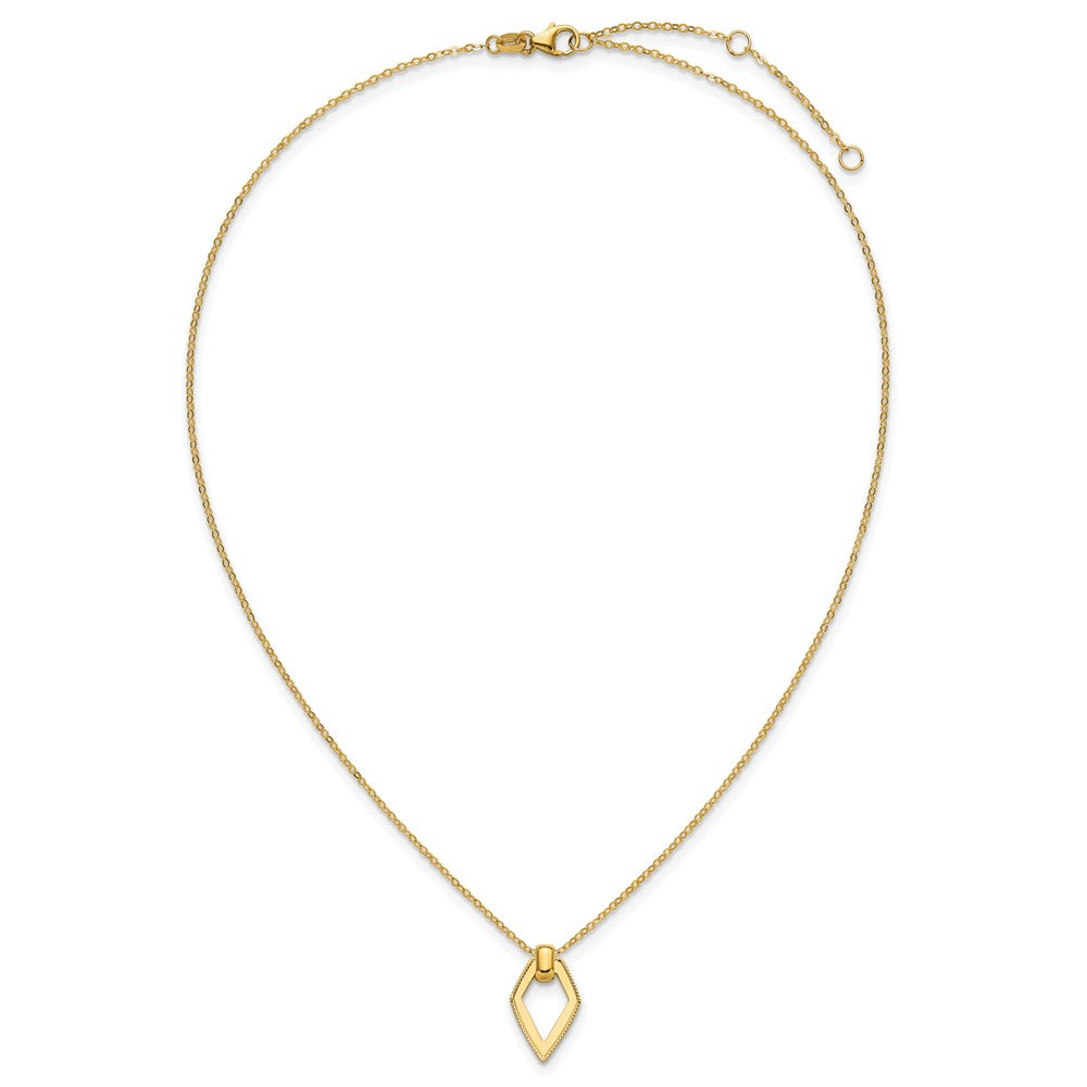 Polished Diamond Shape Pendant w/2in ext. Necklace