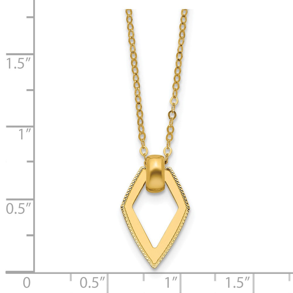 Polished Diamond Shape Pendant w/2in ext. Necklace