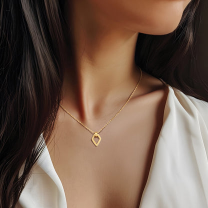 Polished Diamond Shape Pendant w/2in ext. Necklace