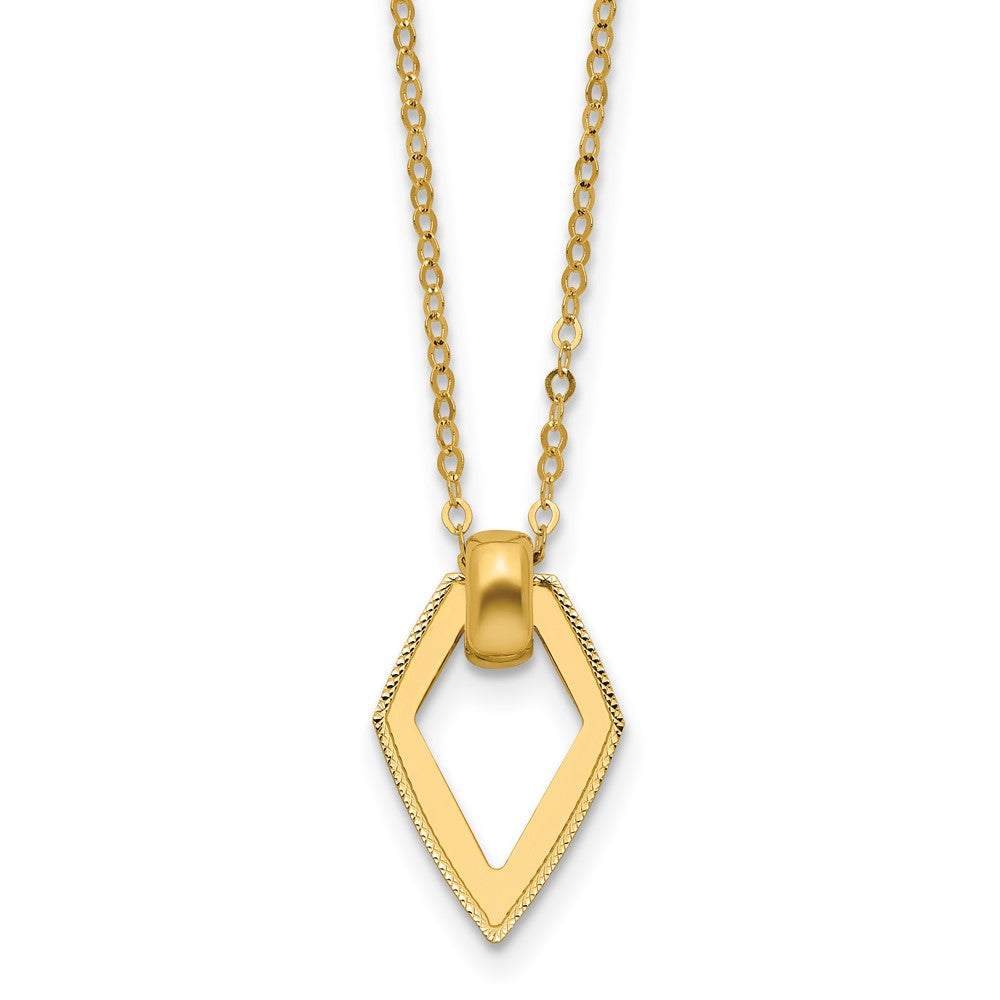 Polished Diamond Shape Pendant w/2in ext. Necklace