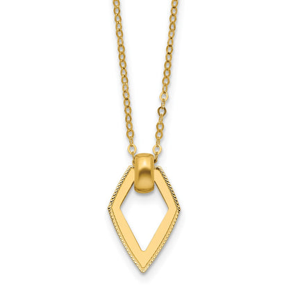Polished Diamond Shape Pendant w/2in ext. Necklace