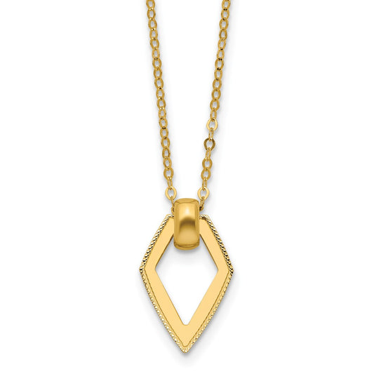 Polished Diamond Shape Pendant w/2in ext. Necklace