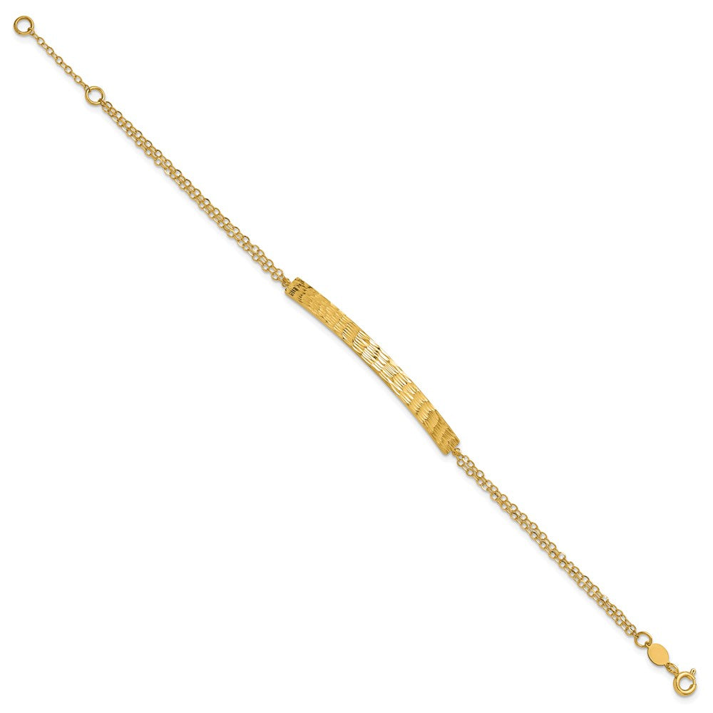 Polished / Diamond-cut Bar Double Chain w/.75in ext. Bracelet