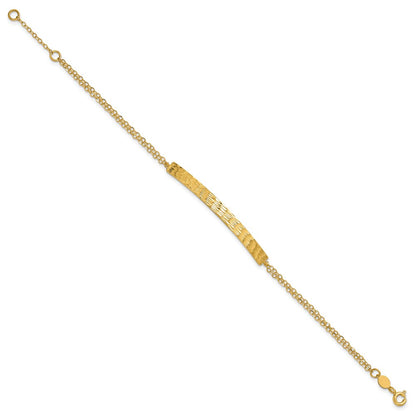 Polished / Diamond-cut Bar Double Chain w/.75in ext. Bracelet