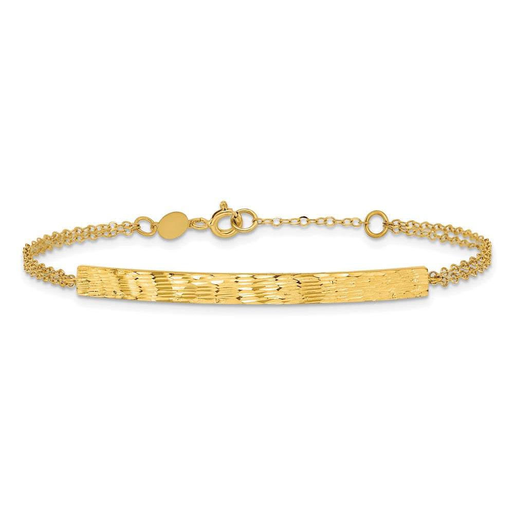Polished / Diamond-cut Bar Double Chain w/.75in ext. Bracelet