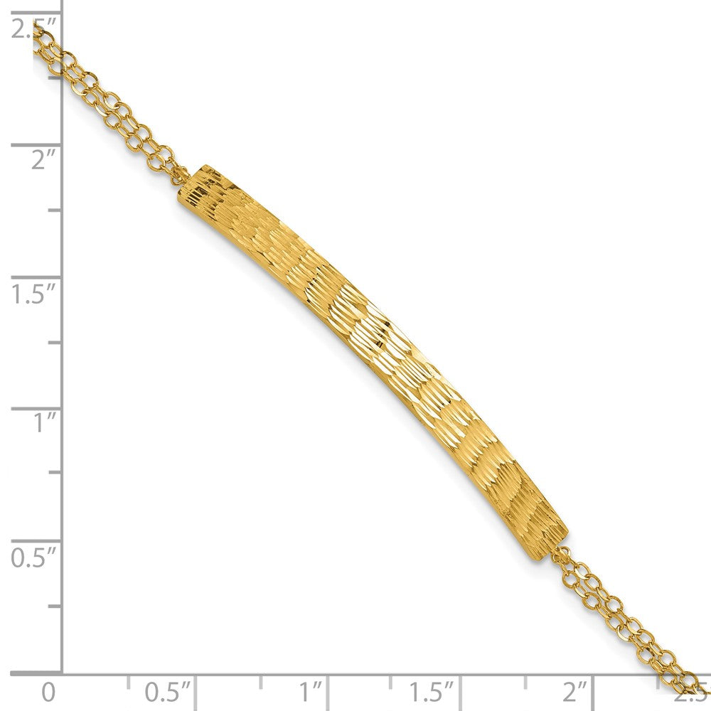 Polished / Diamond-cut Bar Double Chain w/.75in ext. Bracelet