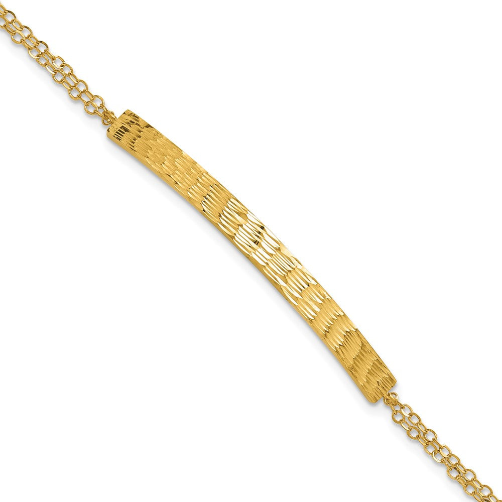 Polished / Diamond-cut Bar Double Chain w/.75in ext. Bracelet