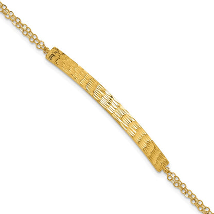 Polished / Diamond-cut Bar Double Chain w/.75in ext. Bracelet